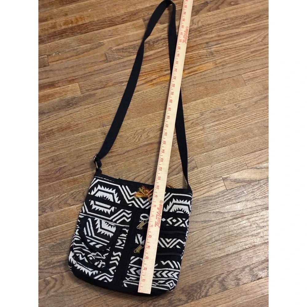 Black & White Aztec Crossbody Bag - Unbranded
